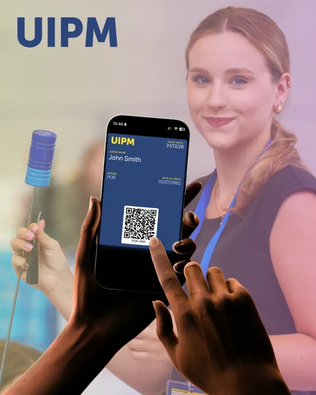 Licencia digital de la UIPM en la pantalla de un teléfono móvil